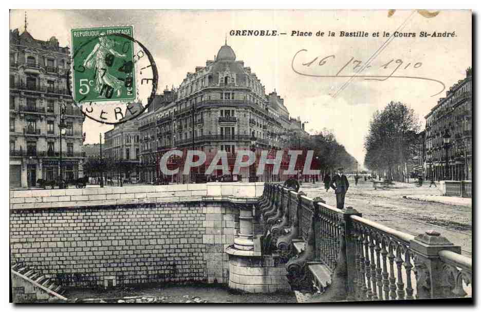 Grenoble — Place de la Bastille et le Cours St-André — éditeur non visible, n° de série non lisible