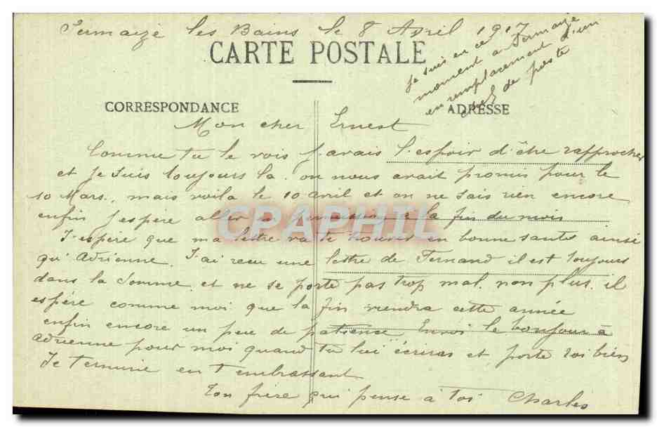 CPA Militaria Grande guerre de 1914 Sermaize les Bains La rue de Cheminon apres le bombardement — Rückseite