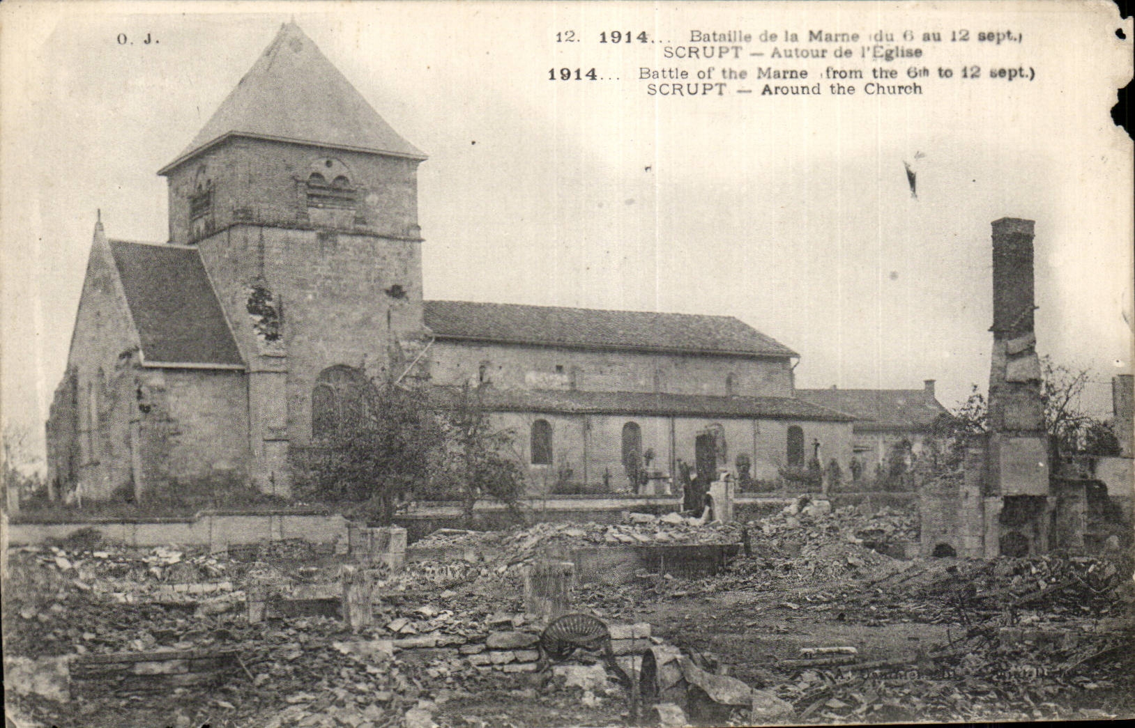 CPA Militaria Grande guerre de 1914 Bataille de la Marne Scrupt Autour de l eglise 