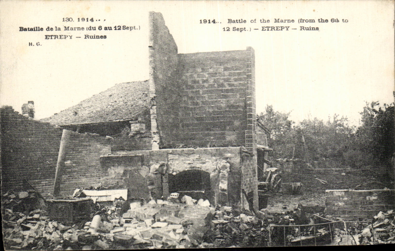 CPA Militaria Grande guerre de 1914 Bataille de la Marne Etrepy Ruines 