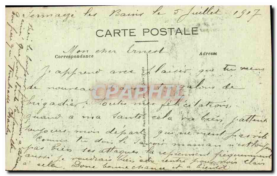 CPA Militaria Grande guerre de 1914 Bataille de la Marne Sermaize les Bains  — Rückseite
