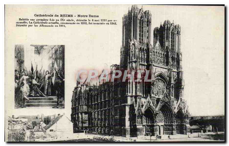 CPA Militaria Guerre 1914 Reims Cathedrale Jeanne d arc