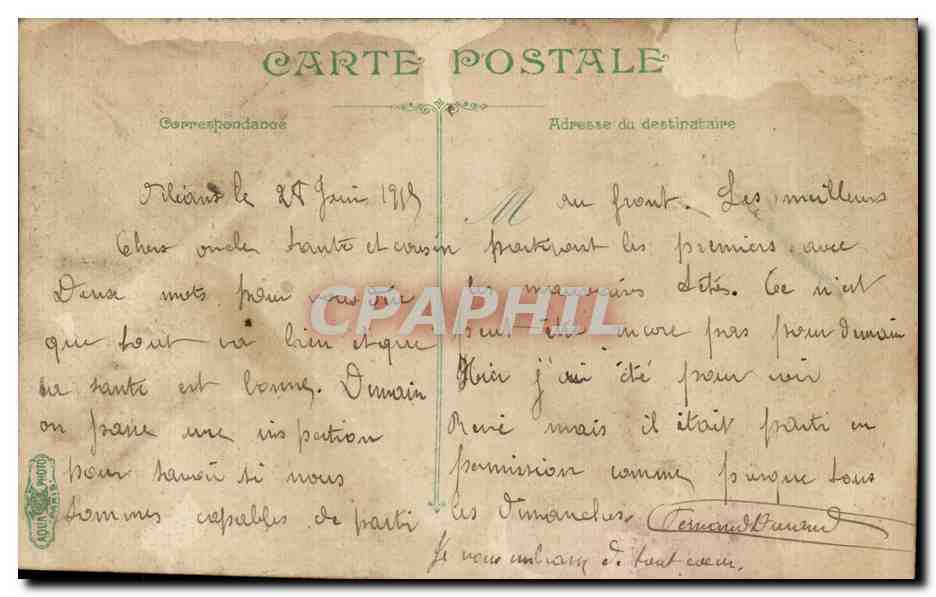 CPA Militaria Artillerie Depart pour l abreuvoir Cheval Horse — Rückseite
