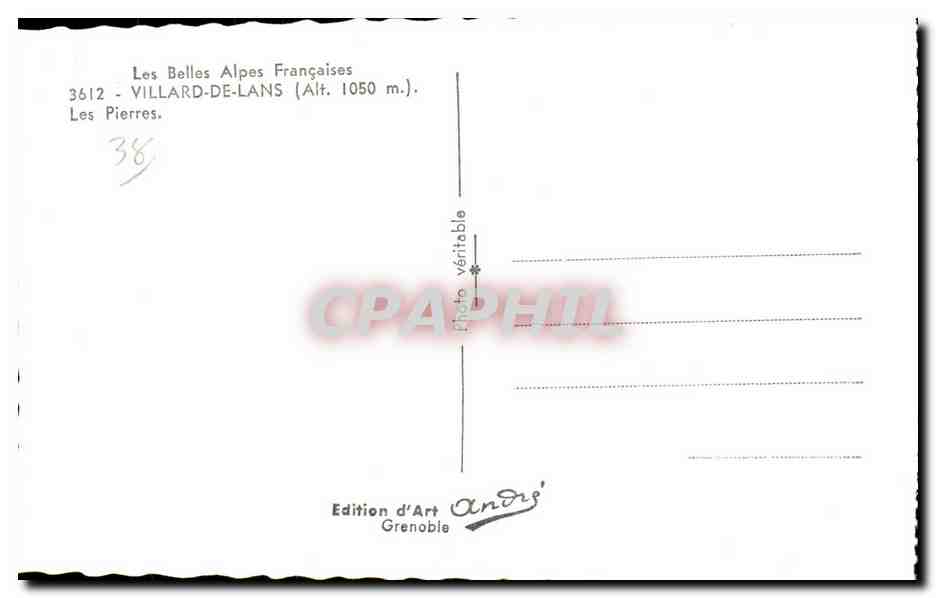 Villard-de-Lans — Les Pierres — Édition d'Art André, Grenoble — Reverso
