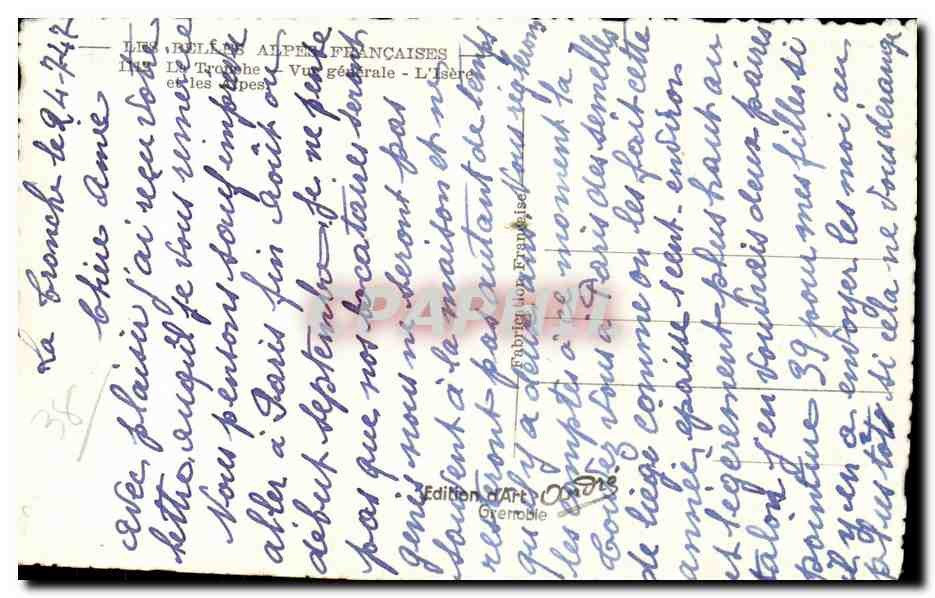 L Isere et les Alpes - Vue Generale - CPA — Verso