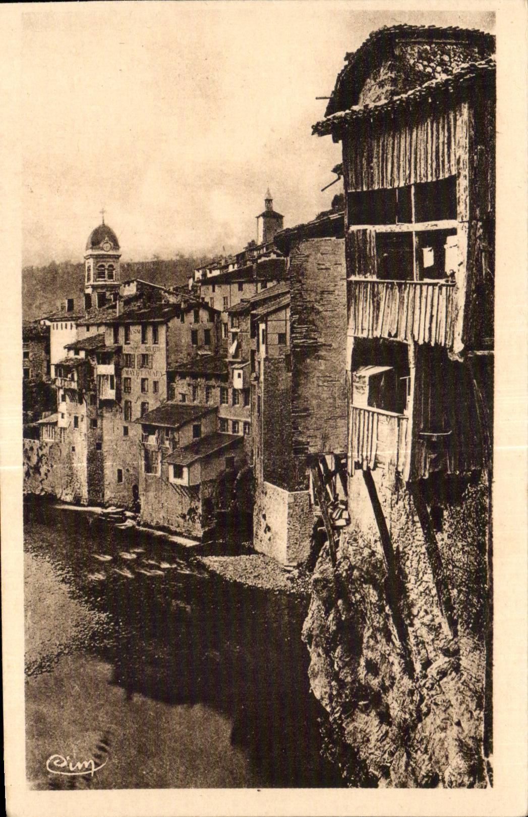 Pont-en-Royans et la Bourne — vue sur le village et le fleuve — éditeur Héliogravure C. D. Nacon