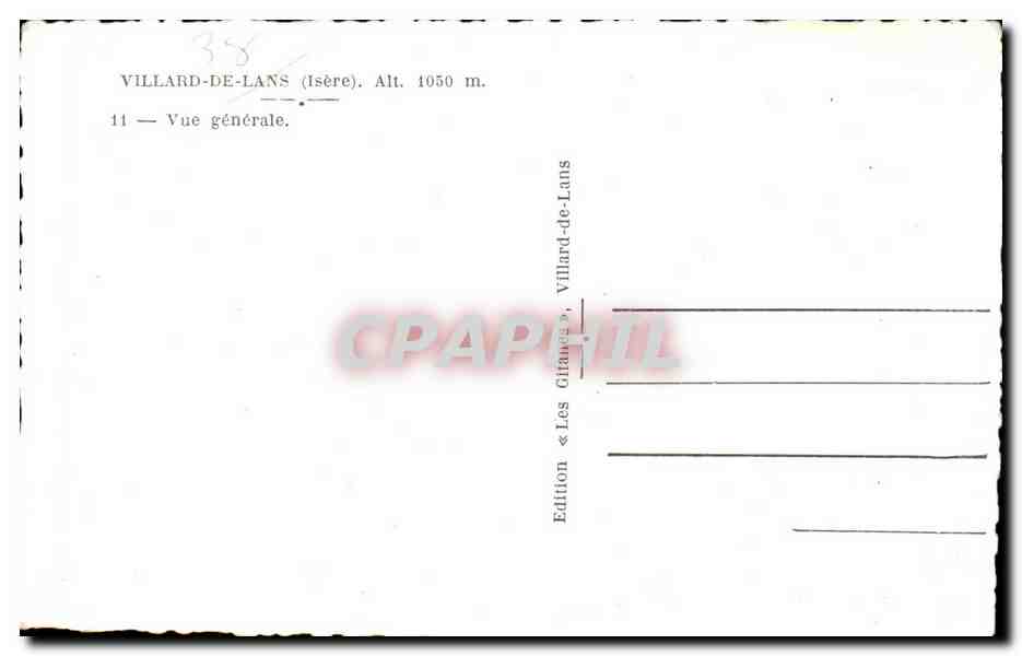 Villard-de-Lans — Vue générale — Édition « Les Gitans » — Verso