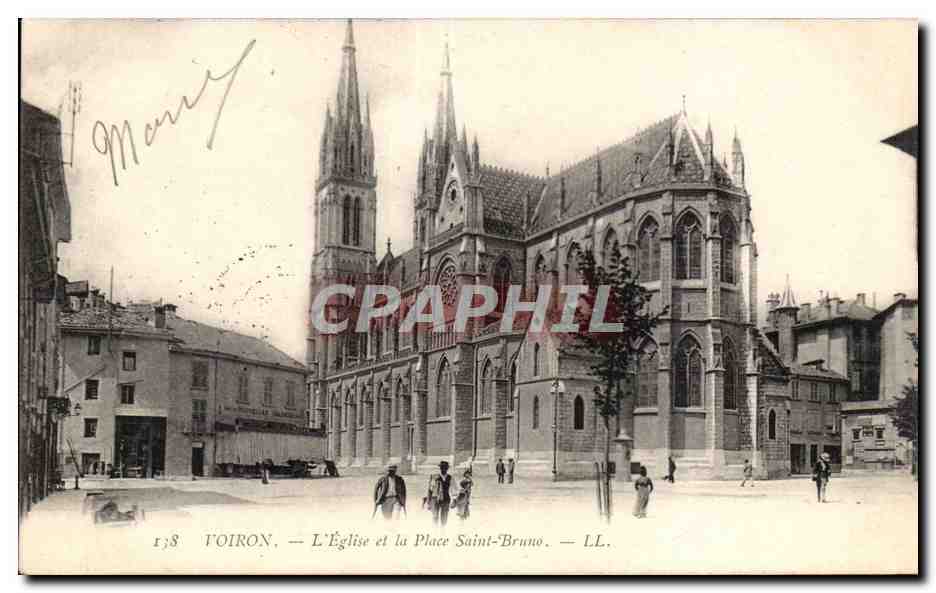 Voiron — L'Église et la Place Saint-Bruno — LL. n° 138