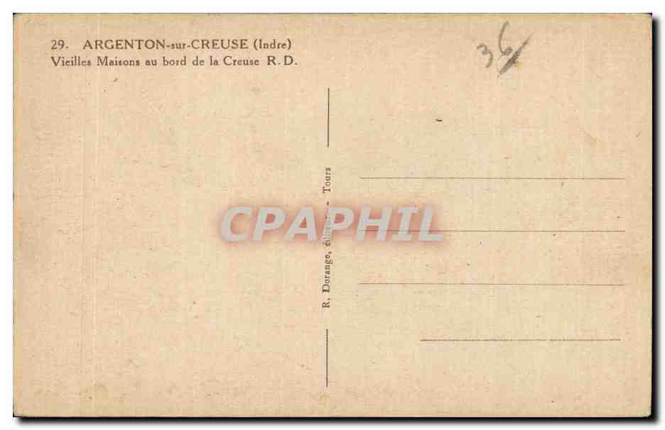 Argenton sur Creuse - Vieilles Maisons au bord de la Creuse - CPA  — Rückseite
