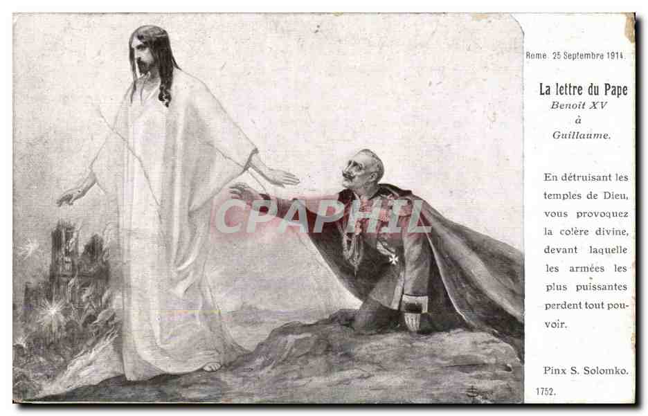 CPA Militaria Rome 25 septembre 1914 La lettre du PapeBenoit XV a Guillaume