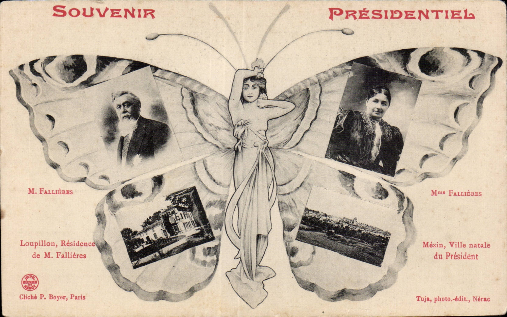Souvenir Présidentiel — M. et Mme Fallières — Cliché P. Boyer, Paris