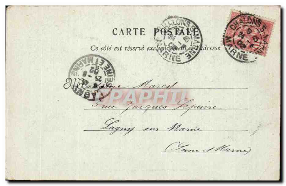 Campement d'Infanterie — Grande Rue du Camp — Librairie et Photographic GAILLEN — Mourmelon-le-Grand — Verso