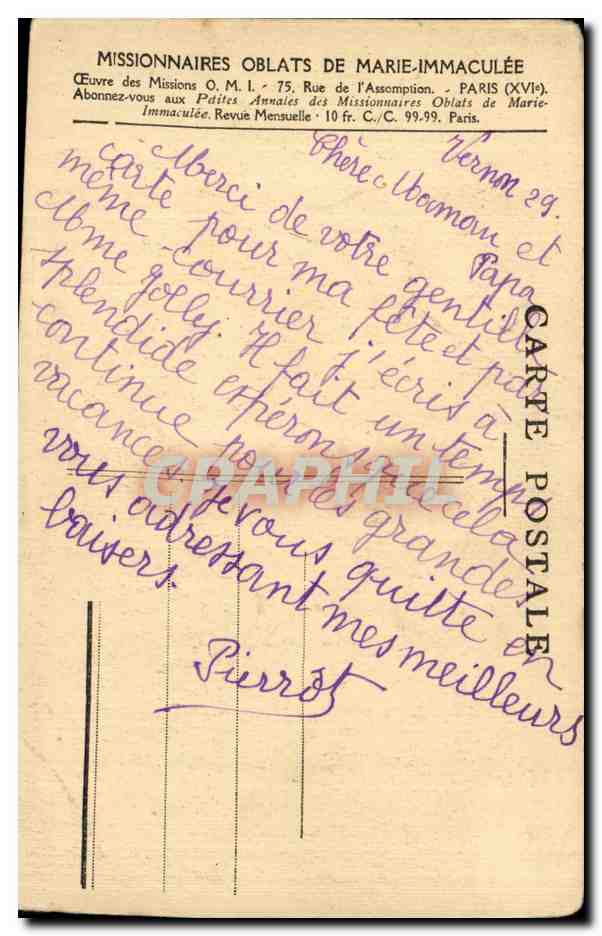 CPA Missions d Extreme Nord Monseigneur Grouard et le pete Husson scient un arbre  — Rückseite