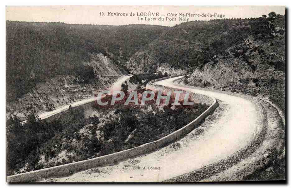 Environ de LODÈVE — Côte St-Pierre-de-la-Fage — Le Lacet du Pont Noir — Edit. J. Bonnet