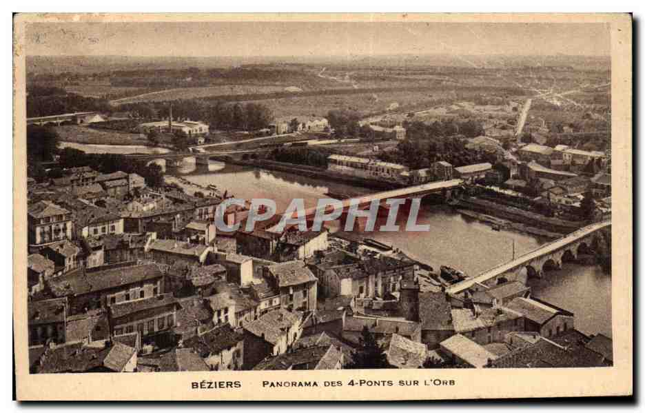 CPA Beziers Panorama des 4 ponts sur l Orb