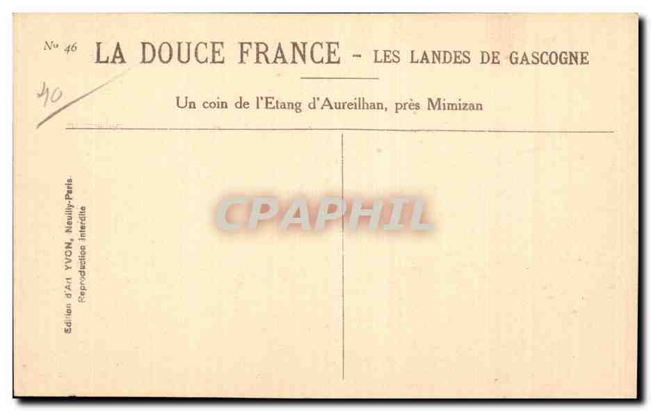 CPA Les Landes Un coin de l etang d Aureilhan pres Mimizan — Rückseite
