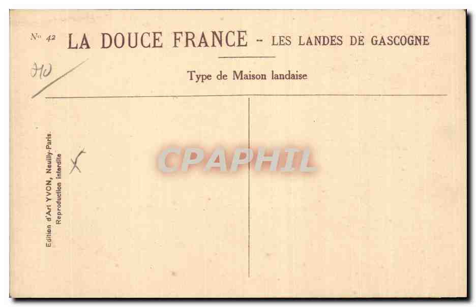 CPA Les Landes des Gascogne Type de maison landaise — Back