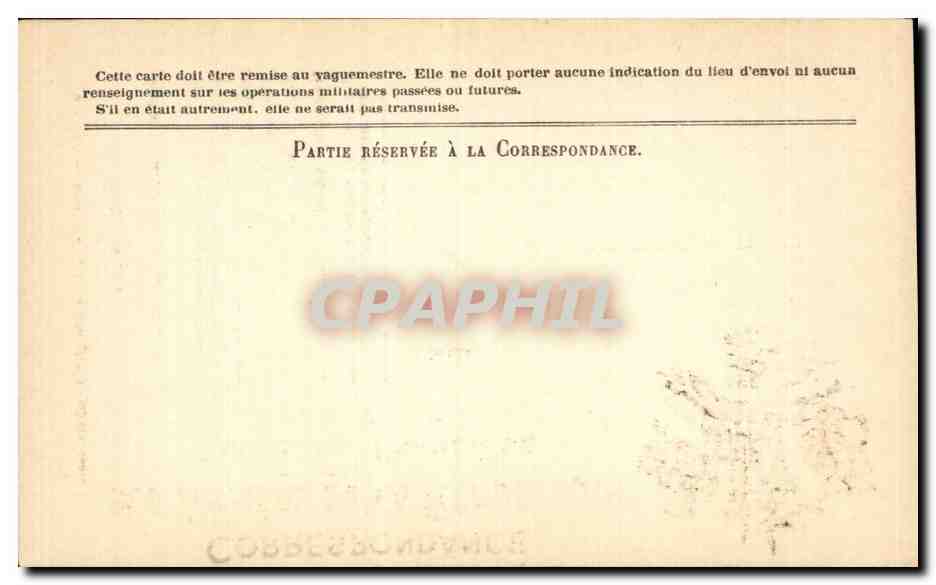 Carte de Correspondance des Armees Carte en Franchise neuve Militaria — Rückseite