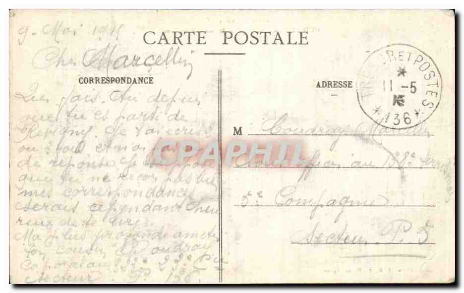 CPA Militaria Guerre de 1914 Hudiviller Groupe de maisons incendiees — Rückseite