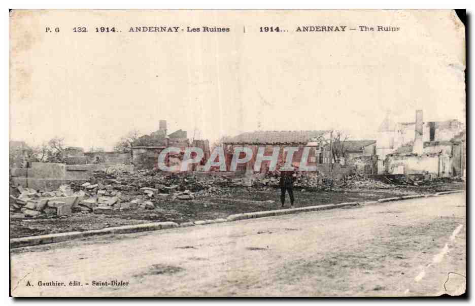 CPA Militaria Andernay Les ruines