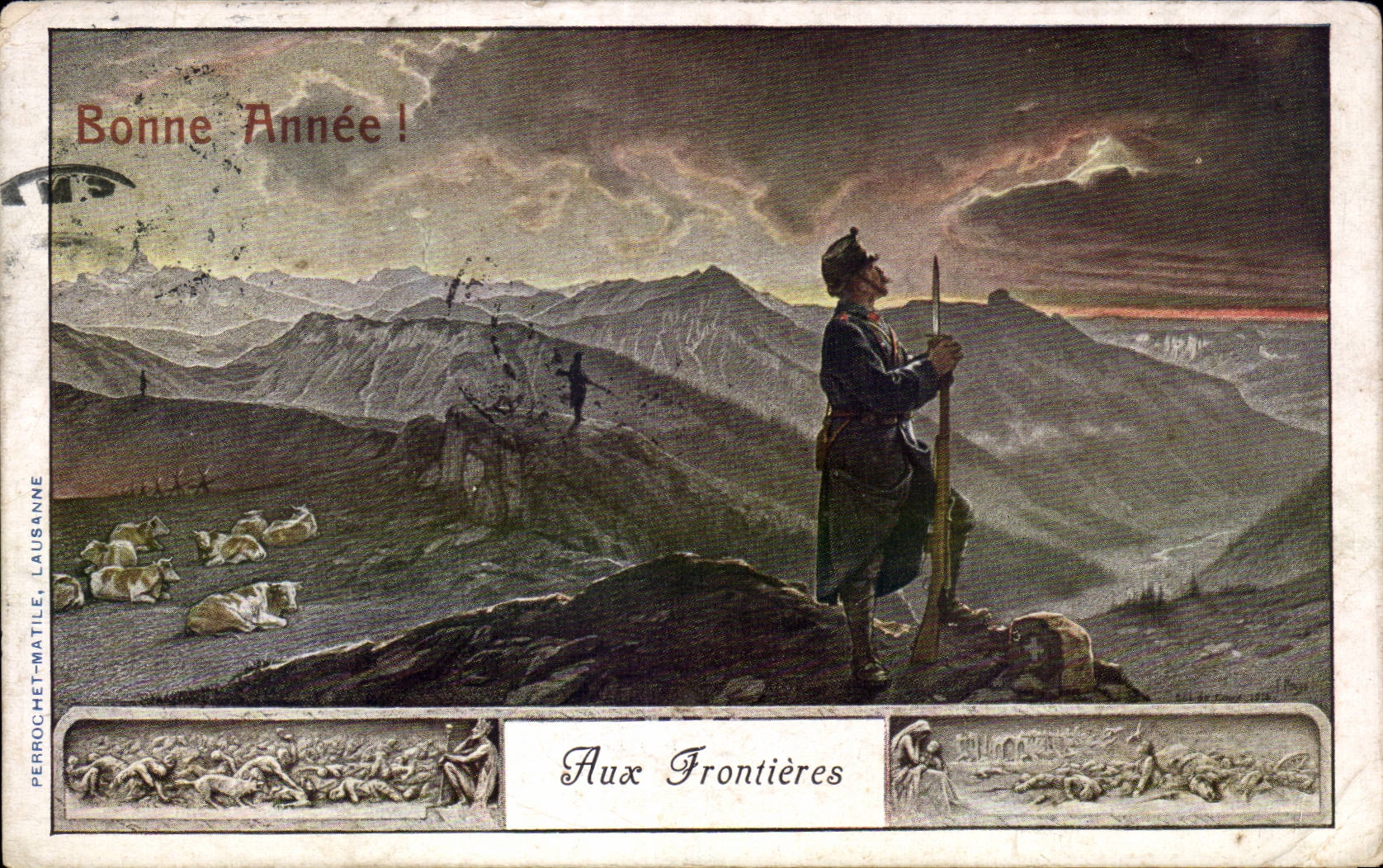 CPA Militaria Aux frontieres Bonne annee