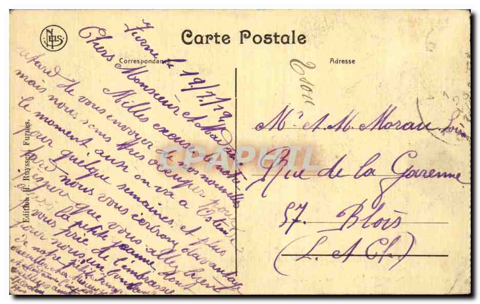 CPA Militaria Furnes sous les obus  — Rückseite