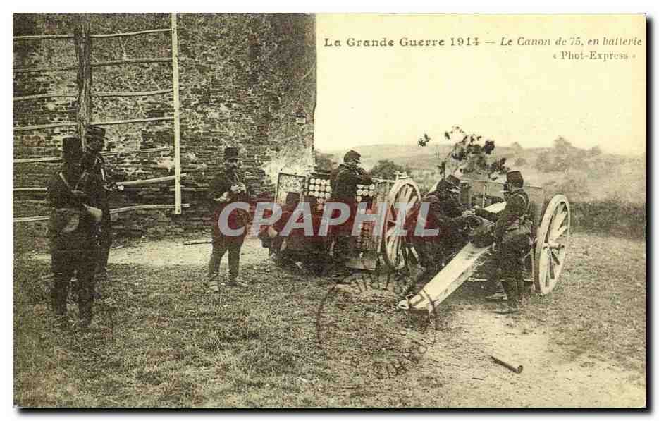 REPRO Militaria La grande guerre 1914 le canon de 75 en batterie 
