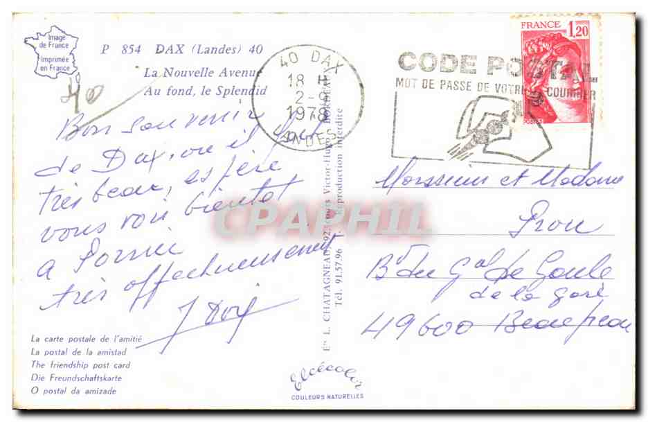 Dax - La Nouvelle Avenue - Le Splendid - CPA  — Rückseite