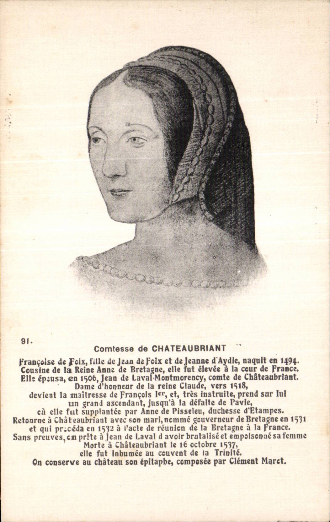 CPA Fantaisie Comtesse de Chateaubriant Francoise de Foix fille de Jean de Foix 
