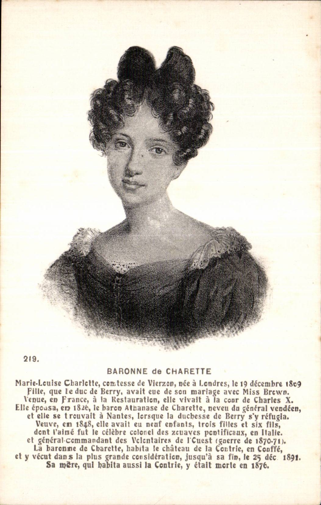 CPA Fantaisie Baronne de Charette Comtesse de Vierzon 