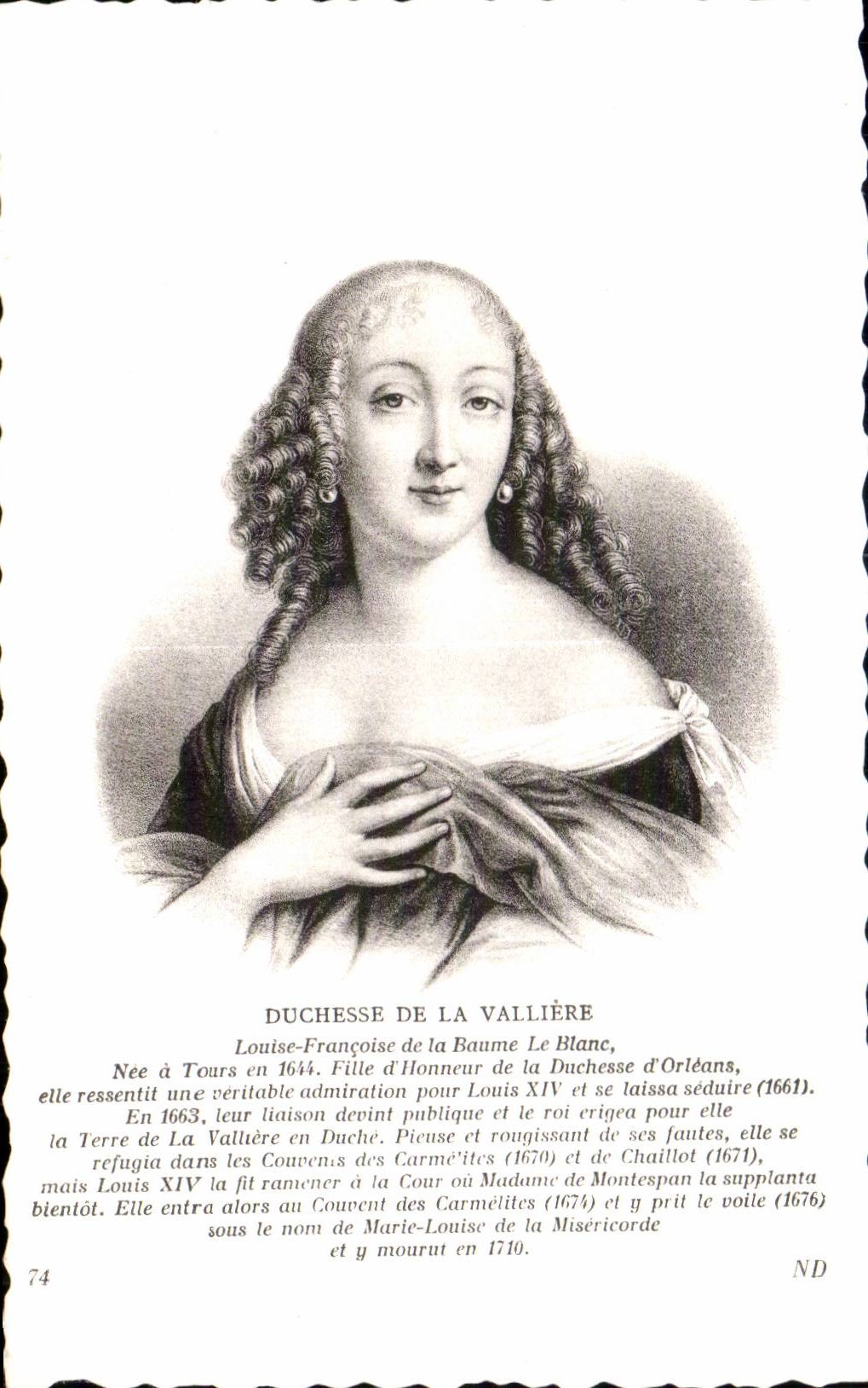 Duchesse de La Vallière — Louise-Françoise de la Baume Le Blanc — CPAPHIL n°74