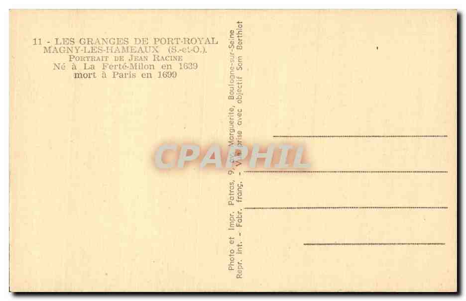 Theatre - Jean Racine - CPA — Verso