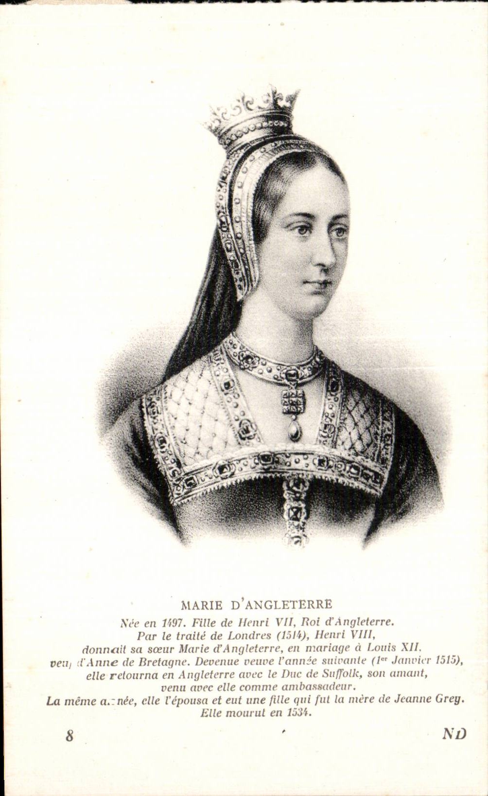 Marie d'Angleterre — Portrait historique — CPAPHIL, n°8