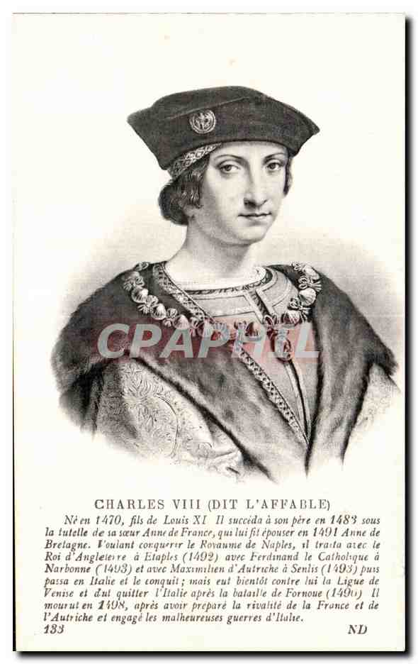 Charles VIII (dit l'Affable) — portrait gravé — éditeur non identifié, n° de série 133