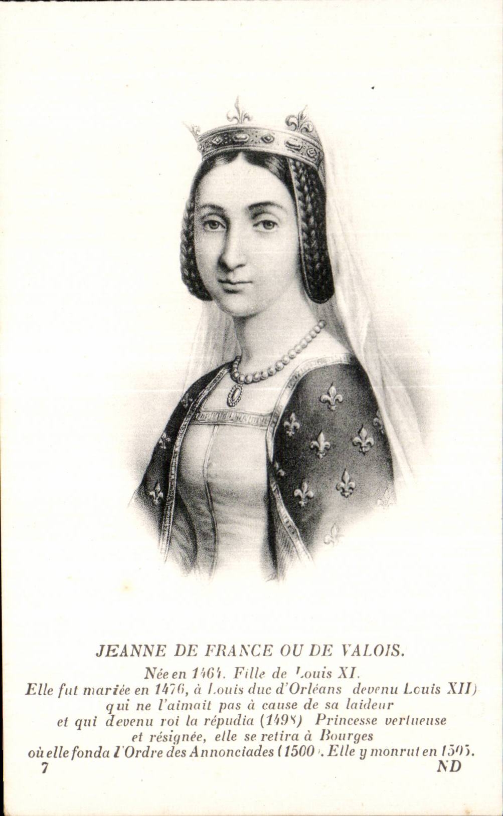 Jeanne de France ou de Valois — Fille de Louis XI, reine d'Anjou — Imp. Léon Létaillan, Paris