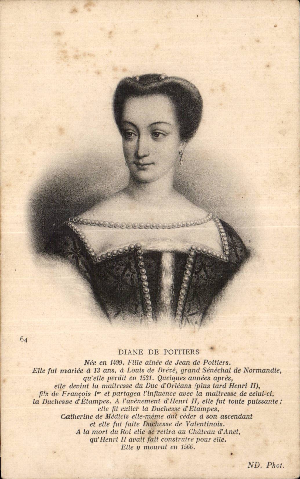 Diane de Poitiers — portrait historique — ND. Phot. n°64