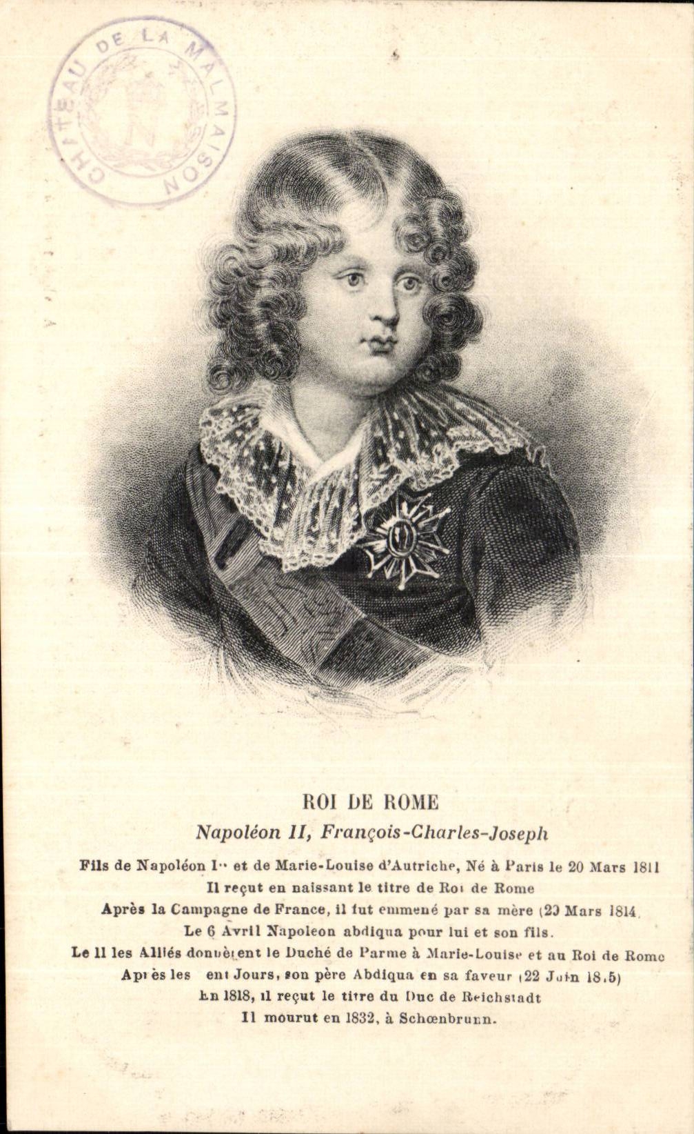 Napoléon II, François-Charles-Joseph — Roi de Rome — éditeur Ossart, n° de série non visible