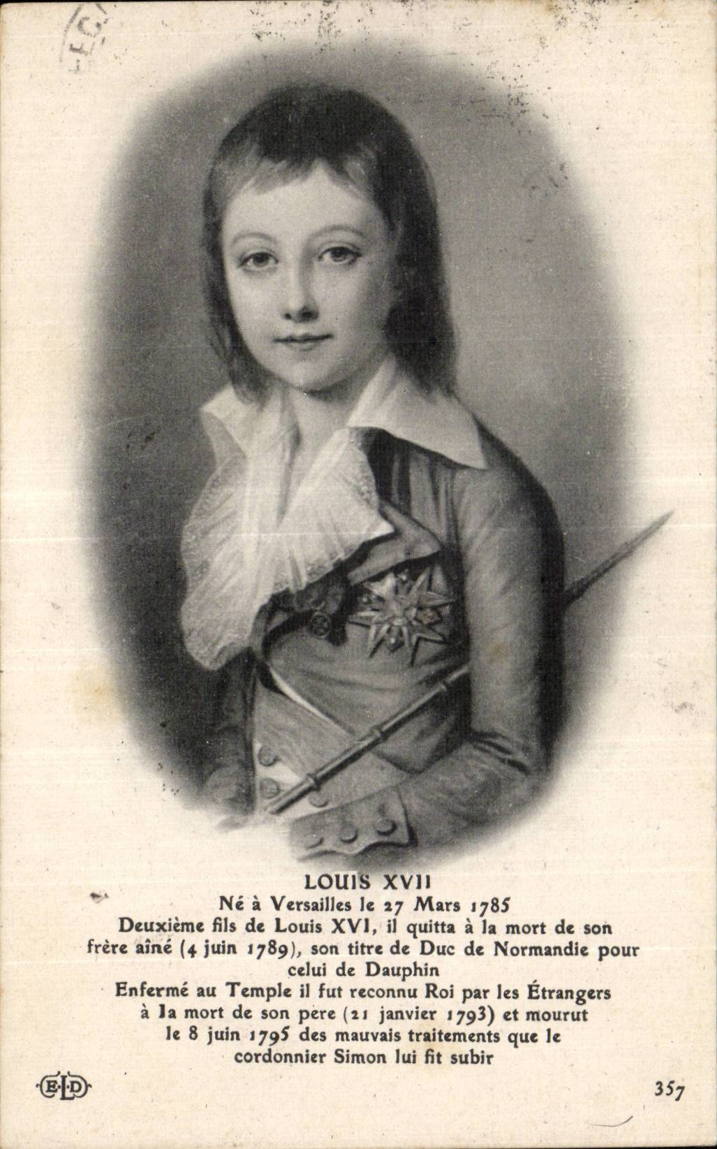 Louis XVII — Portrait — B.D. n°357