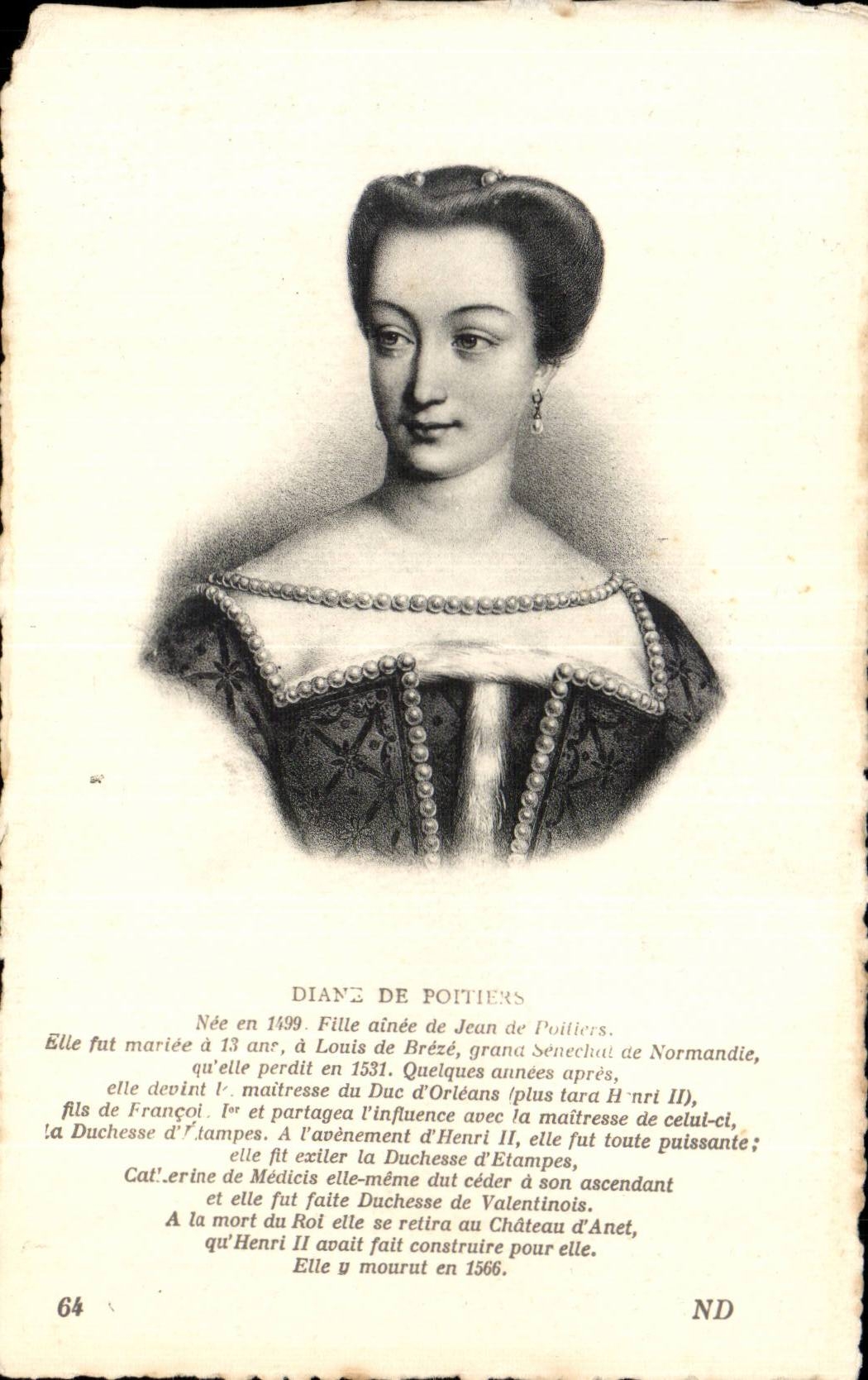 Diane de Poitiers — biographie — série 64, éditeur ND