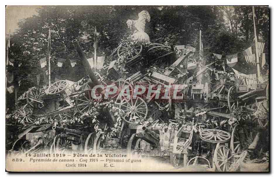 Paris - 8 - Fete de la Victoire - 14 Juillet 1919 - Coq Pyramide de Canons - Coq - CPA