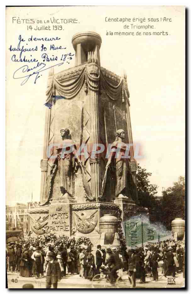 Paris - 8 - Fete de la Victoire - 14 Juillet 1919 - Cenotaphe erige sous l Arc de Triomphe - CPA