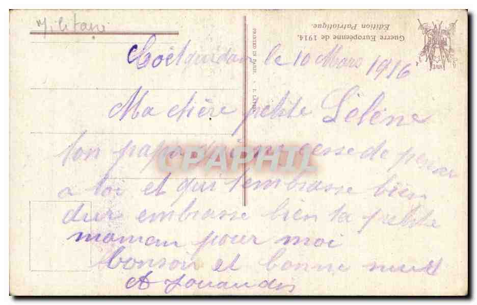 CPA Militaria La guerre de 1914 Un tireur qui ne gache pas sa poudre — Rückseite