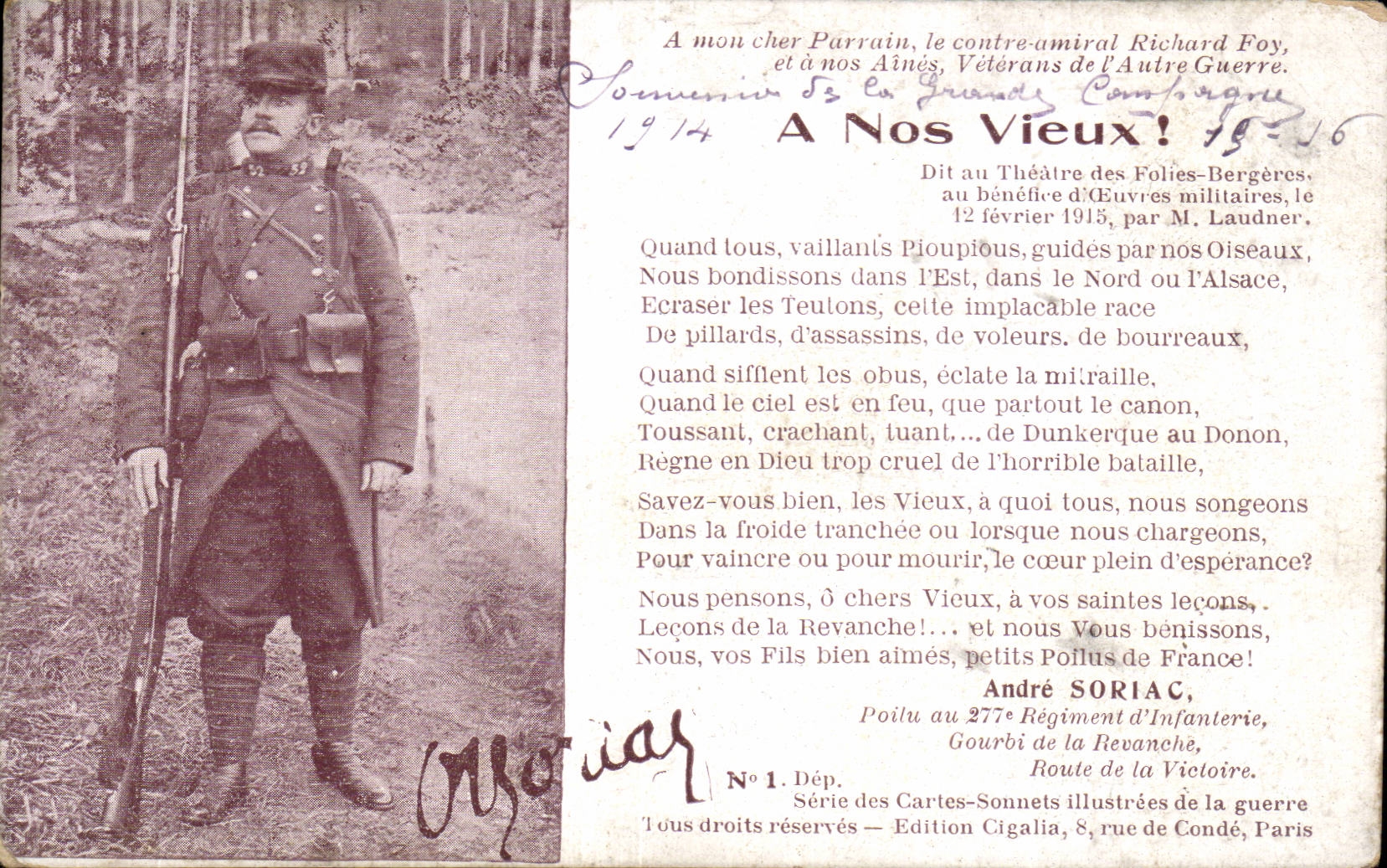 CPA Militaria Soldat A nos vieux 
