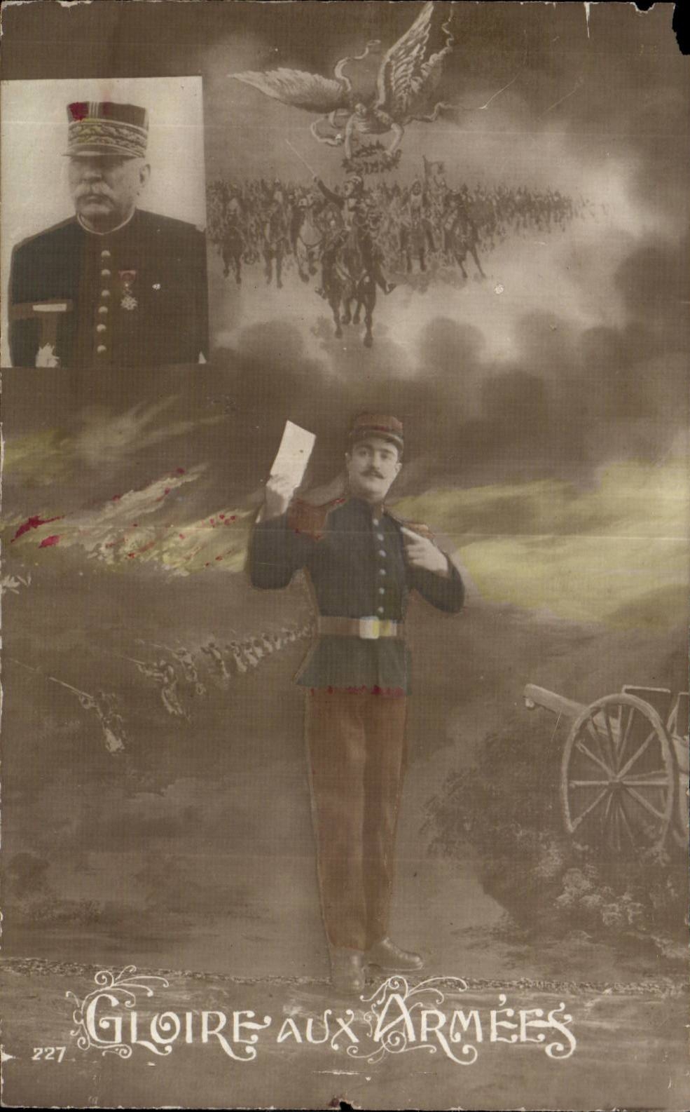 CPA Fantaisie Militaria Gloire aux armees