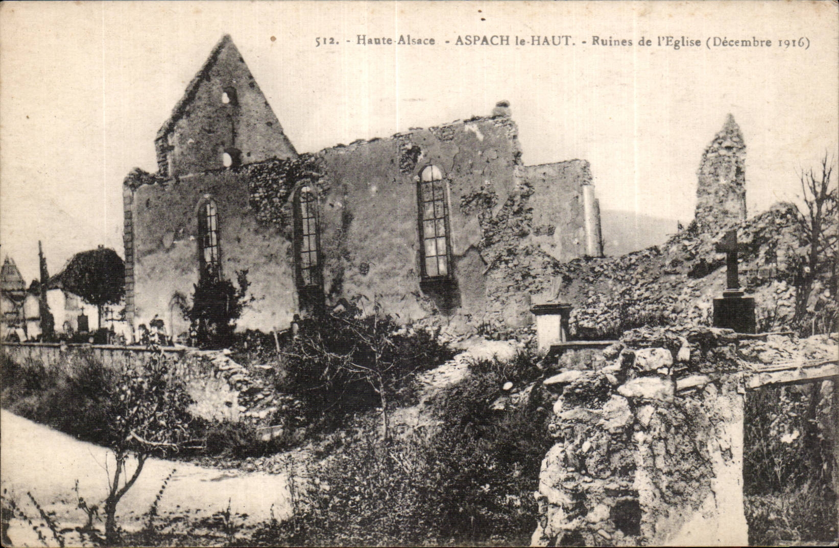 CPA Militaria Aspach le Haut Ruines de l eglise (decembre 1916)