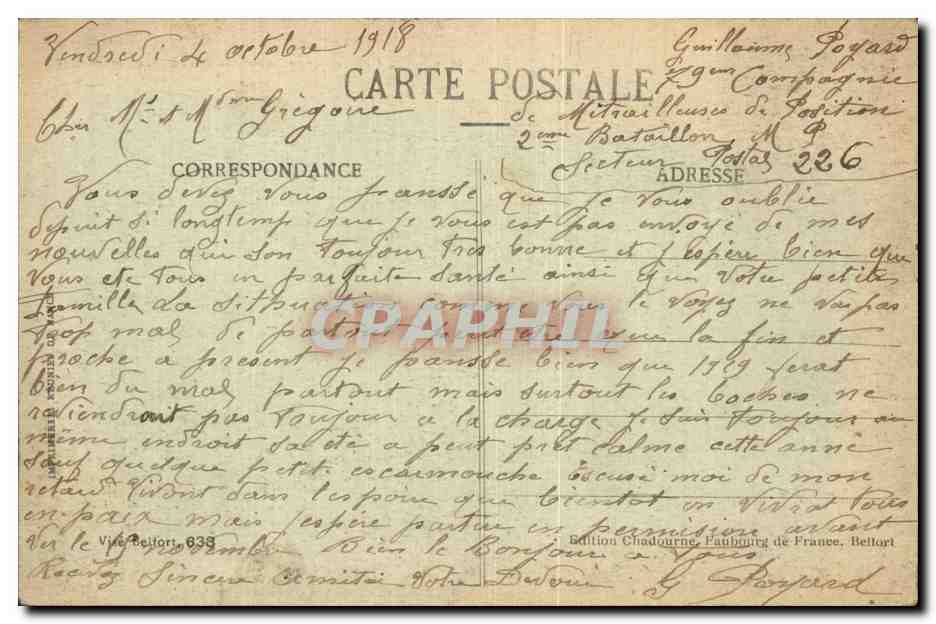 CPA Militaria Aspach le Haut Ruines de l eglise (decembre 1916) — Rückseite