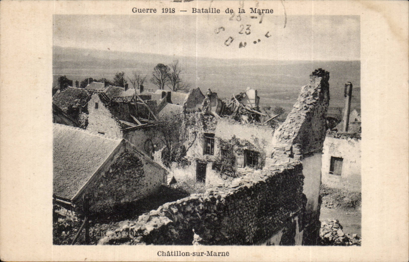 Châtillon-sur-Marne — Ruines après la Bataille de la Marne — Édit. V. Blesso