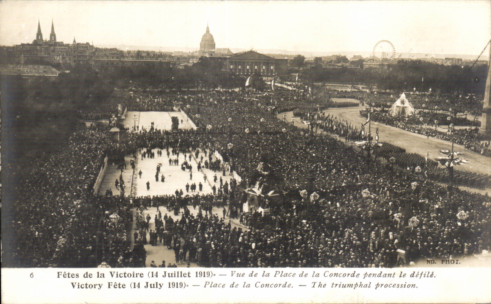 Paris - Fetes de la Victoire - 14 Juillet 1919 - Place de la Concorde - CPA 