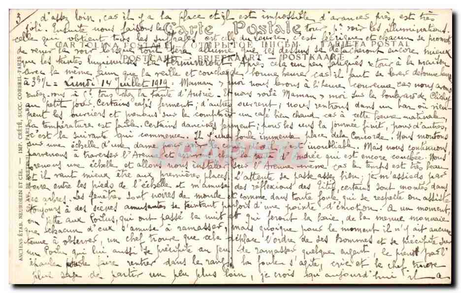 Paris - Fetes de la Victoire - 14 Juillet 1919 - General Pershing - CPA  — Rückseite