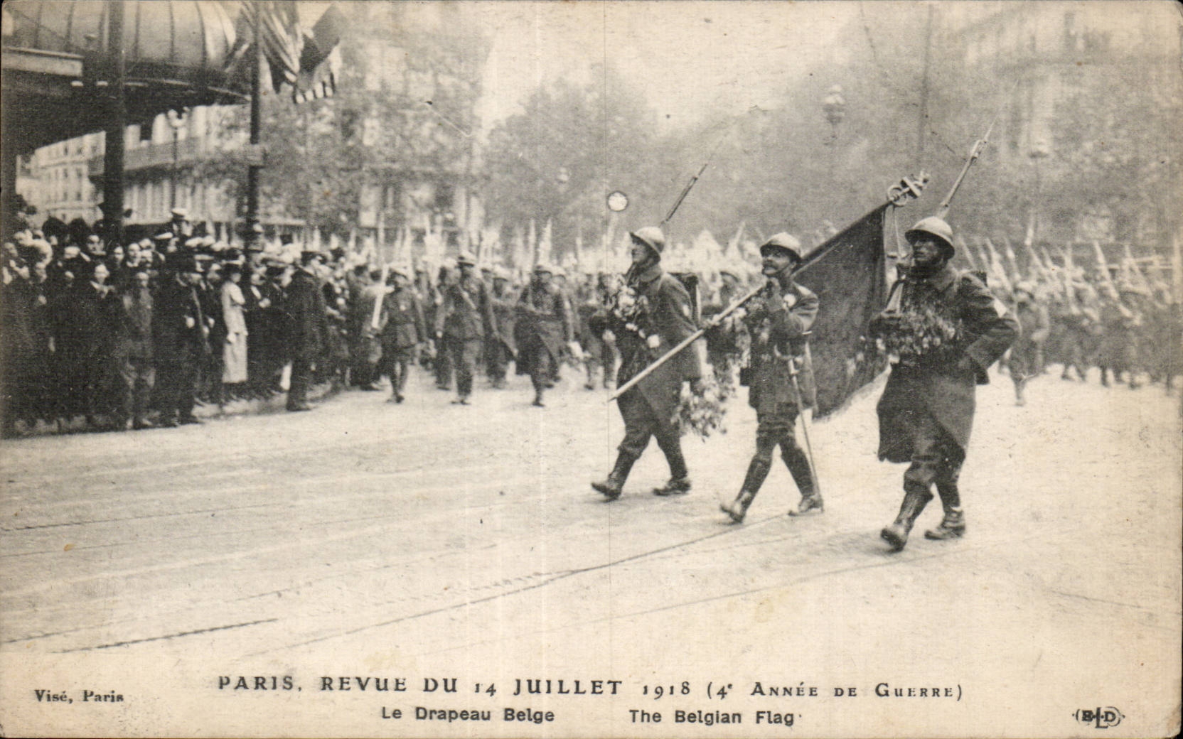 Paris - Revue du 14 Juillet 1918 - Militaria - Le Drapeau Belge - CPA 